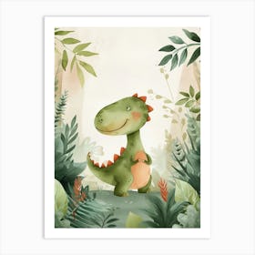 Cute T Rex Dinosaur Illustration 3 Art Print