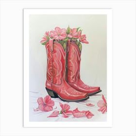 Pink Coastal Cowgirl Boots Art Print