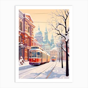 Vintage Winter Travel Illustration St Petersburg Russia 3 Art Print