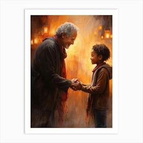 Artistic Visualization Of Acts Of Kindness And Friendship Illustrating Gentle Handshakes Warm Hugs (3) Art Print