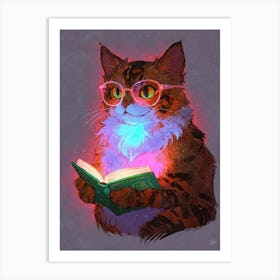 Cat Reading Book 3 Art Print