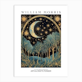 William Morris Print Moon Night Forest Poster Vintage Wall Art Textiles Art Vintage Poster Art Print