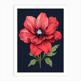 Red Anemone Flower Art Print