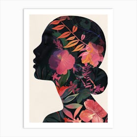 Woman'S Head With Flowers Art Print