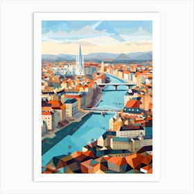 Lyon, France, Geometric Illustration 1 Art Print