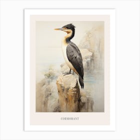 Vintage Bird Drawing Cormorant 2 Poster Art Print