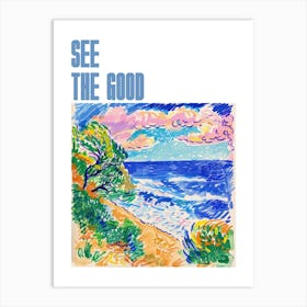 See The Good Poster Seaside Doodle Matisse Style 3 Art Print