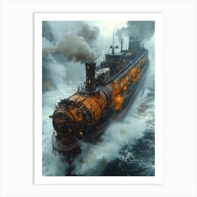 Steamship In The Fog Art Print