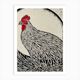 Chicken Linocut Bird Art Print