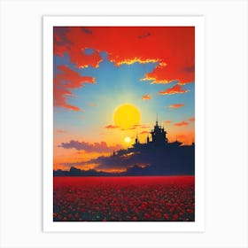 'Sunset Over Castle' Art Print