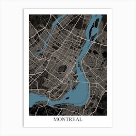 Montreal Black Blue Art Print