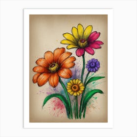 Watercolor Flowers 2 Art Print