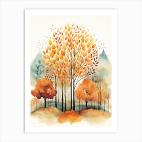 Cute Autumn Fall Scene 25 Art Print
