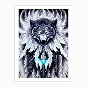 Wolf With Feathers 3 Art Print