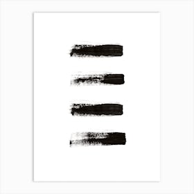 Four Minimal Black Abstract Art Print