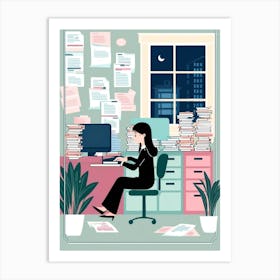 Businesswoman Working At Home Art Print