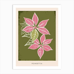 Pink & Green Poinsettia 2 Flower Poster Art Print