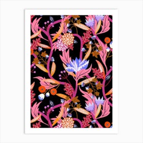 Eastern Delight - Black Pink Art Print