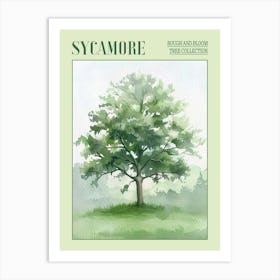 Sycamore Tree Atmospheric Watercolour Painting 2 Poster Art Print