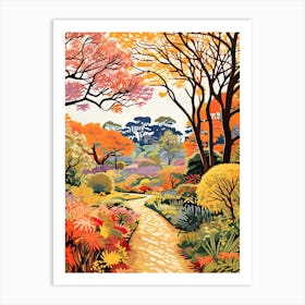 Brooklyn Botanic Garden, Usa In Autumn Fall Illustration 1 Art Print