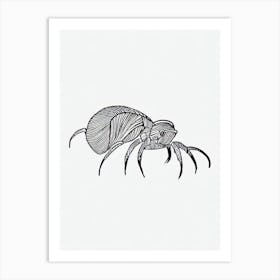 Hermit Crab Black & White Drawing Art Print