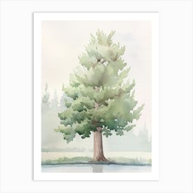 Cypress Tree Atmospheric Watercolour Painting 2 Art Print