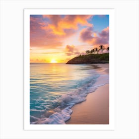 Galley Bay Beach Antigua With The Sun Setting Behind 2 Art Print