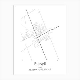 Russell,Canada Minimalist Map Art Print