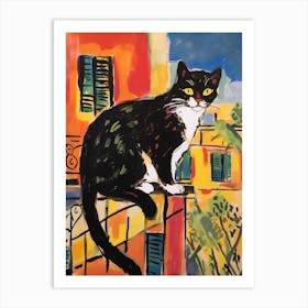 Painting Of A Cat In Rabat Morocco 2 Art Print