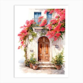 Palermo, Italy   Mediterranean Doors Watercolour Painting 3 Art Print