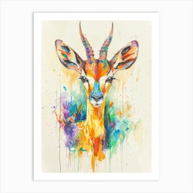 Antelope Colourful Watercolour 2 Art Print