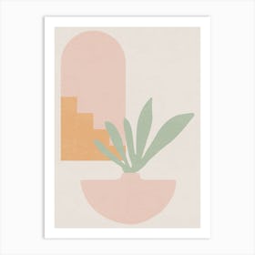 Bohemian Minimal Plant In A Pot Art Print