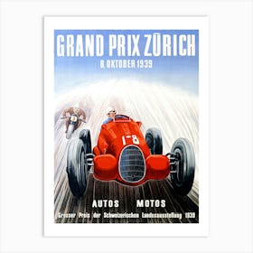 1939 Zurich Grand Prix Racing Poster Art Print