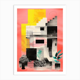 A House In Mumbai, Abstract Risograph Style 1 Art Print