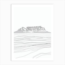 Table Mountain South Africa Line Drawing 5 Art Print