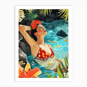 Hawaiian Girl watercolor painting woman Art Print