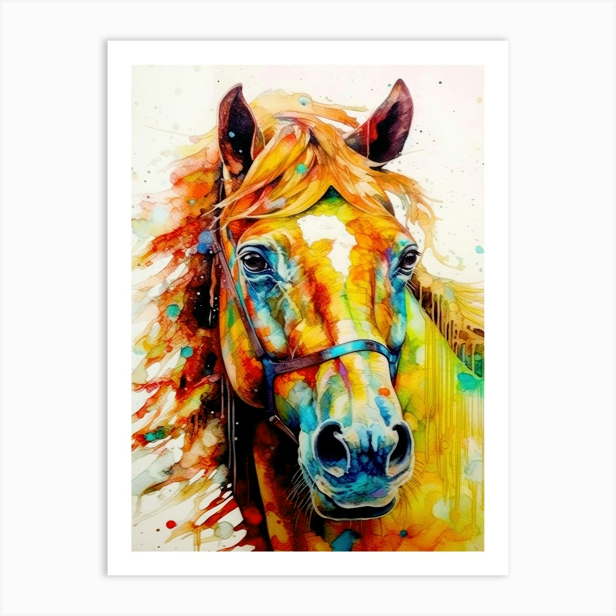 Colorful Horse Painting animal Art Print by JBJart Justyna Jaszke - Fy