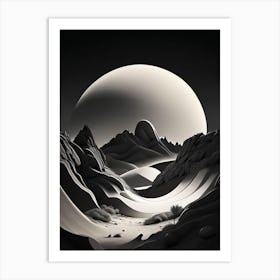 Lunar Landscape Noir Comic 1 Art Print