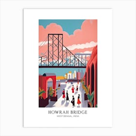 Howrah Bridge, West Bengal, India Colourful 3 Travel Poster Art Print