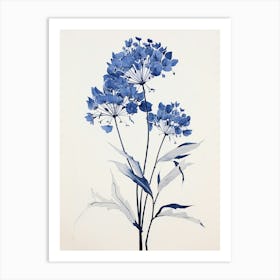 Blue Botanical Agapanthus 1 Art Print