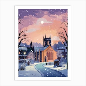 Winter Travel Night Illustration St Andrews United Kingdom 3 Art Print