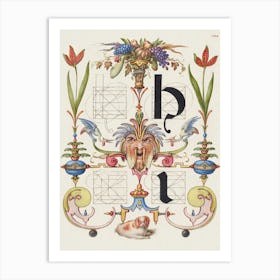 Guide For Constructing The Letters H And I From Mira Calligraphiae Monumenta, Joris Hoefnagel Art Print