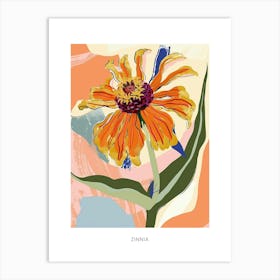 Colourful Flower Illustration Poster Zinnia 1 Art Print