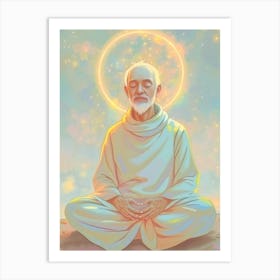 Friendly Old Man in Meditation Art Print