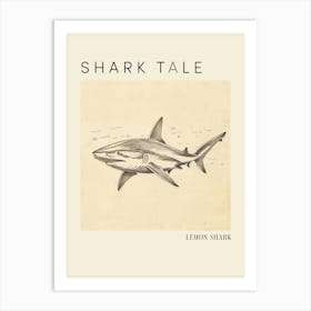 Lemon Shark Vintage Illustration 2 Poster Art Print
