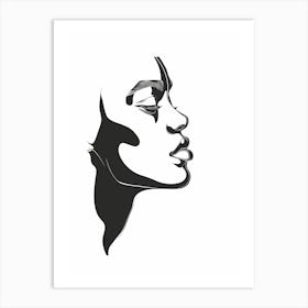 Abstract face Line Art - Abstract Face Line Drawing Art Print