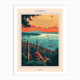 Istanbul Travel Poster Sunset Poster Art Print