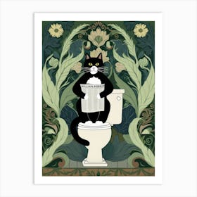 Cat On Toilet Art Print