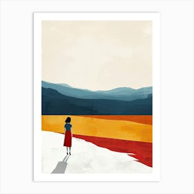 Girl In The Red Dress, Minimalism Art Print