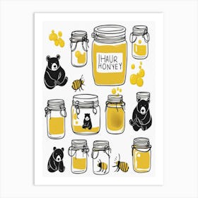 Bees And Honey Jars Art Print